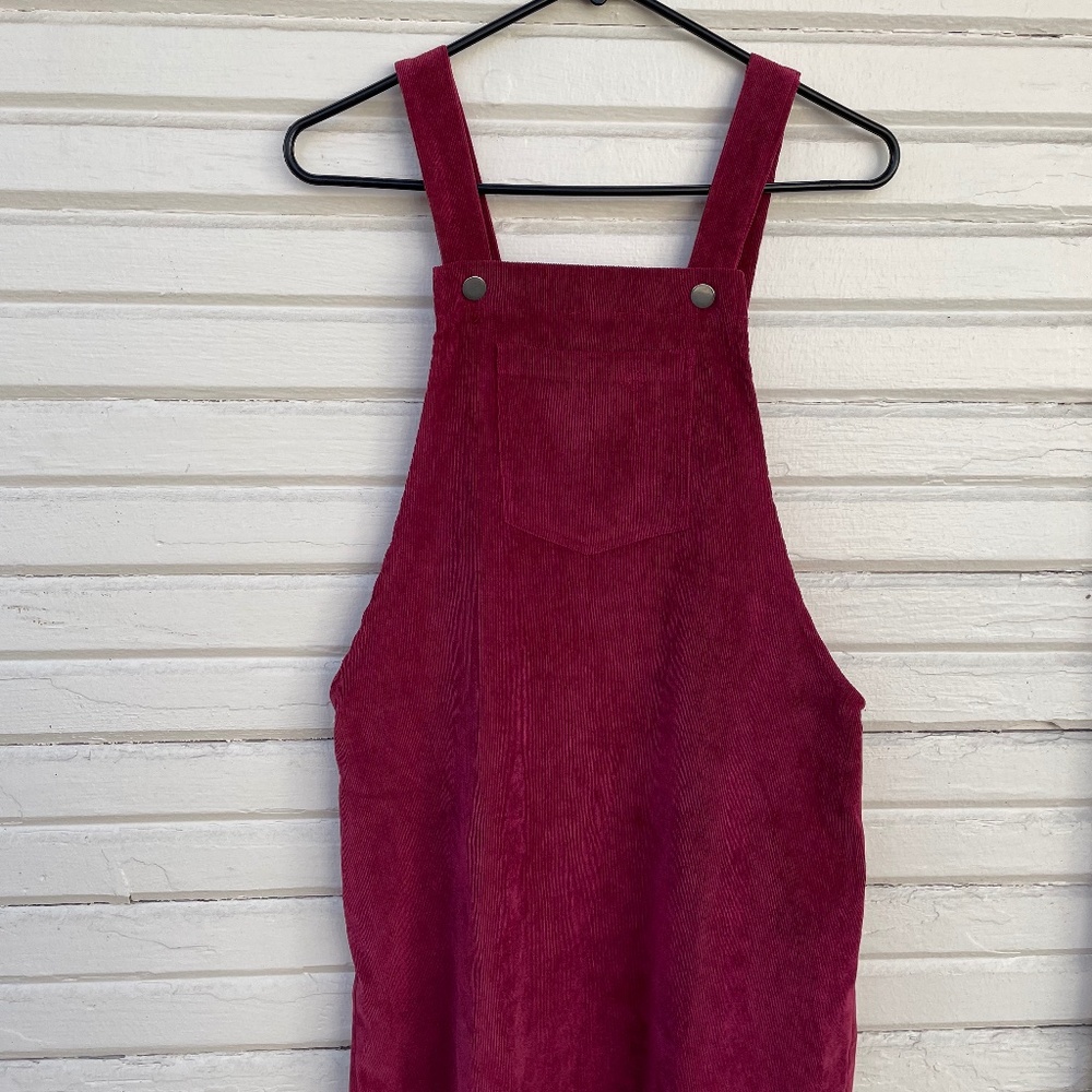 Maroon Cute Overall Style Dress
